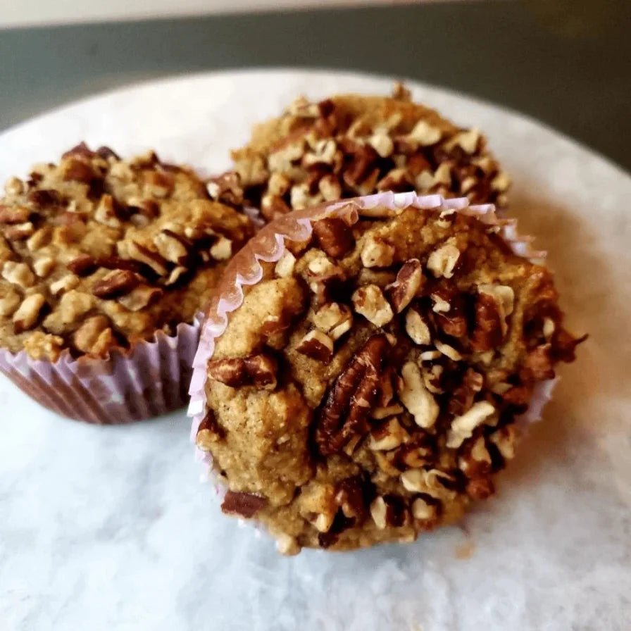 Banana CC Muffins w/ Roasted Pecans - Pure Bakes by Danielle