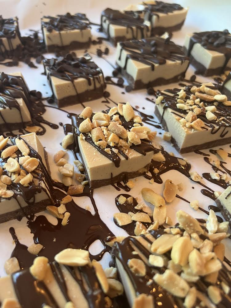 PB Vegan Cheesecake (mini choc chip topping) - Pure Bakes by Danielle